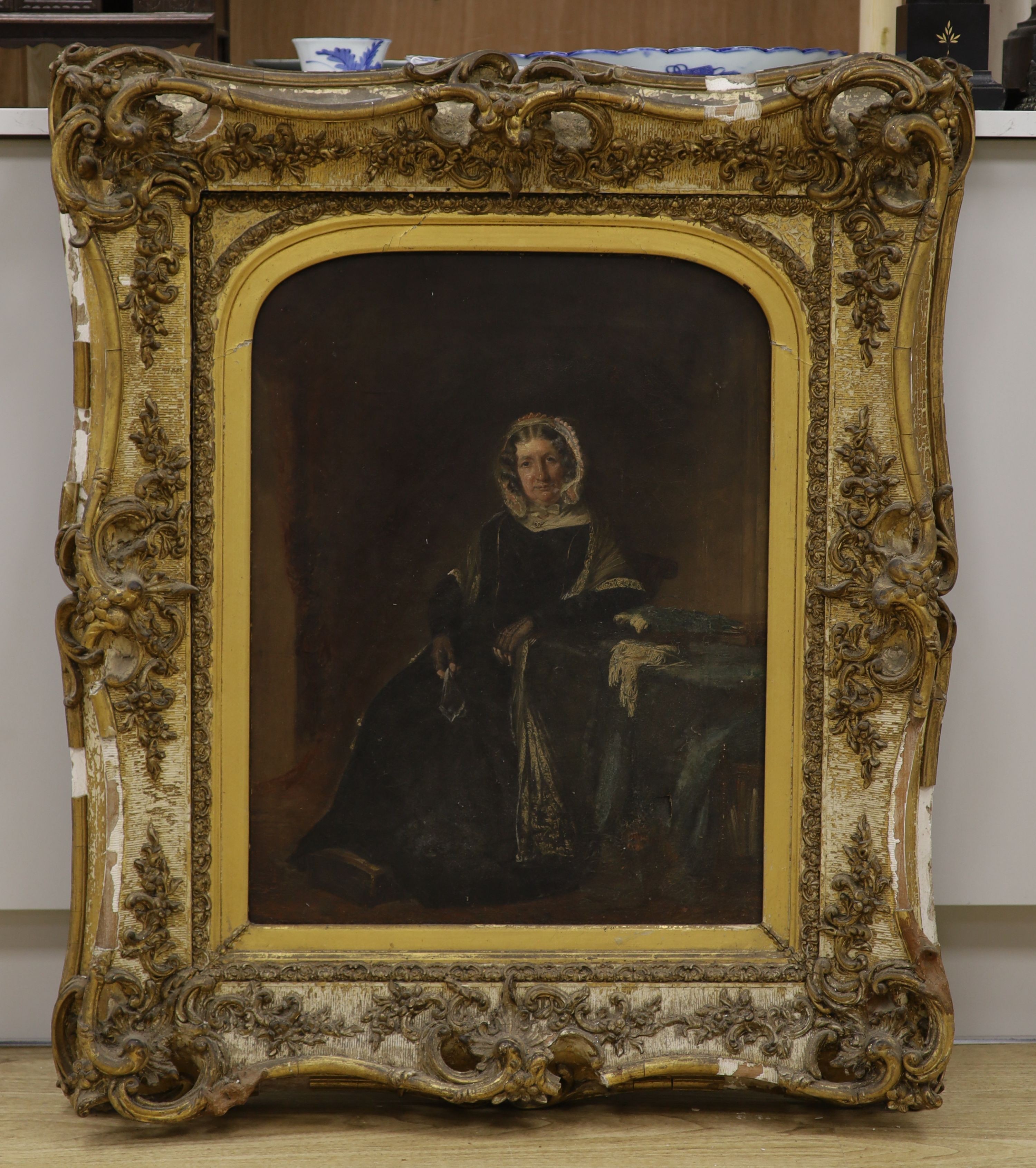 Victorian School, oil on canvas, Portrait of a seated lady, 60 x 46cm